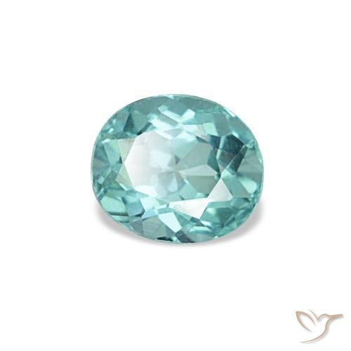0.33캐럿 천연 강렬한 청록색 아파타이트, 타원형 컷, 4.4×3.8 mm, VVS