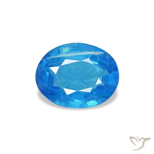 0.32캐럿 천연 깊은 하늘빛 아파타이트, 타원형 컷, 5.3×4.2 mm, SI