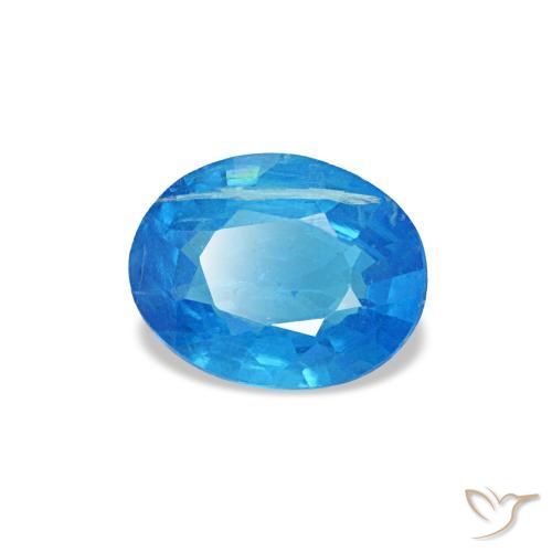 0.32캐럿 천연 깊은 하늘빛 아파타이트, 타원형 컷, 5.3×4.2 mm, SI