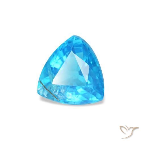 0.34캐럿 천연 깊은 하늘빛 아파타이트, 트릴리언, 4.5×4.4 mm, SI