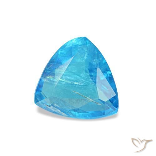 0.49캐럿 천연 딥 애저 블루 아파타이트, 트릴리언, 5.4×5.2 mm, SI