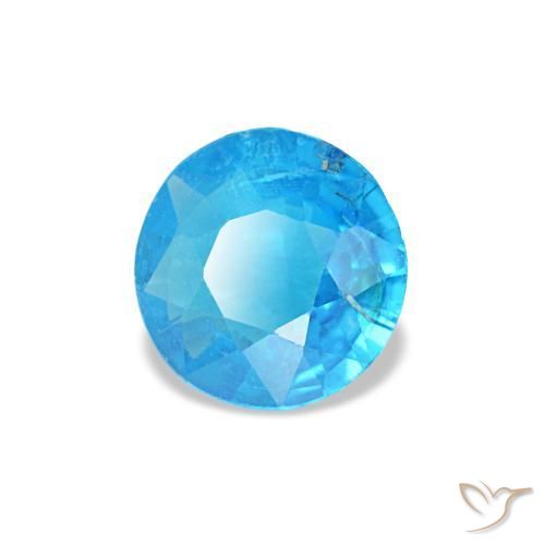 0.37캐럿 천연 딥 베이비 블루 아파타이트, 라운드 컷, 5.01 mm, SI