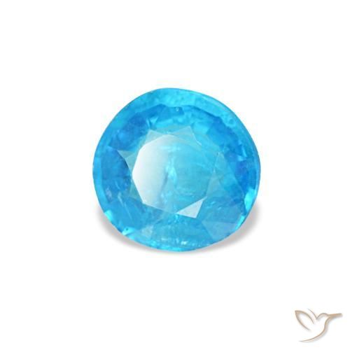 0.33캐럿 천연 딥 애저 블루 아파타이트, 라운드 컷, 4.65 mm, SI