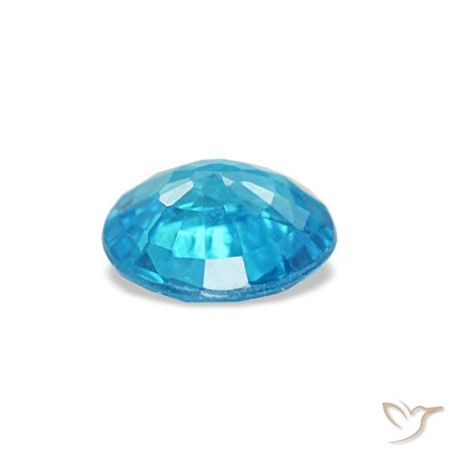 0.41캐럿 천연 인텐스 블루 아파타이트, 라운드 컷, 5.03 mm, SI
