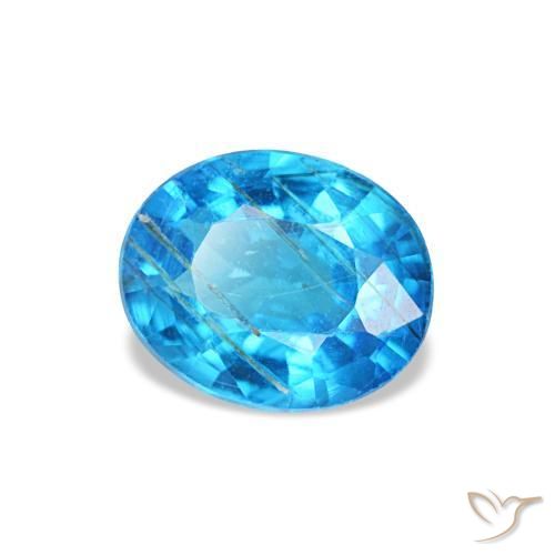 0.44캐럿 천연 하늘색 파랑 아파타이트, 타원형 컷, 5.6×4.6 mm, SI