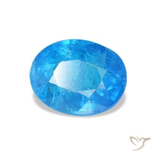 0.92캐럿 천연 딥 베이비 블루 아파타이트, 타원형 컷, 6.6×5.2 mm, SI
