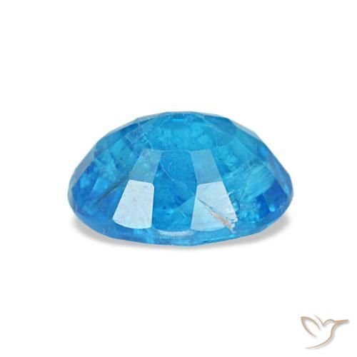 0.92캐럿 천연 딥 베이비 블루 아파타이트, 타원형 컷, 6.6×5.2 mm, SI