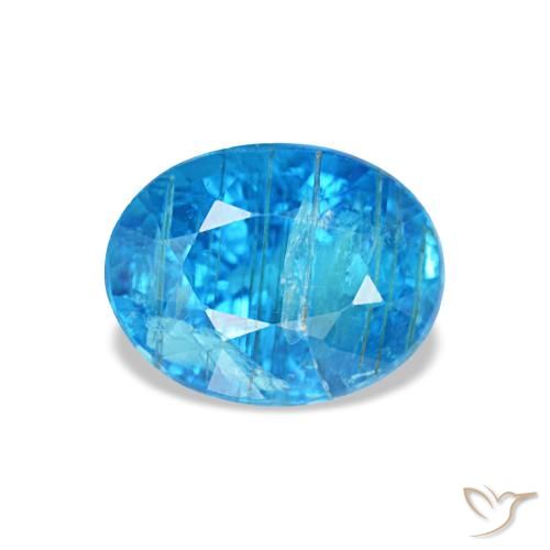 0.79캐럿 천연 깊은 하늘빛 아파타이트, 타원형 컷, 6.5×5 mm, SI