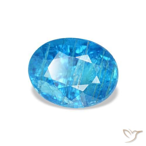 0.79캐럿 천연 깊은 하늘빛 아파타이트, 타원형 컷, 6.5×5 mm, SI