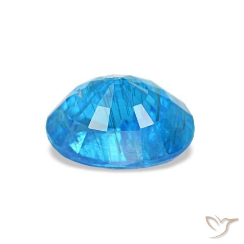 0.79캐럿 천연 깊은 하늘빛 아파타이트, 타원형 컷, 6.5×5 mm, SI