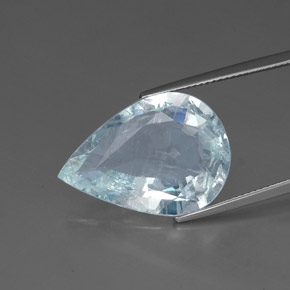 14.24캐럿 천연 라이트 블루 아쿠아마린, 배 모양, 22.6×17 mm, SI