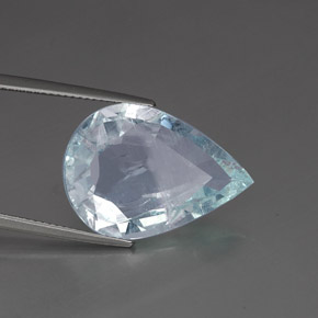 14.24캐럿 천연 라이트 블루 아쿠아마린, 배 모양, 22.6×17 mm, SI