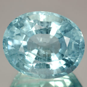 12.27캐럿 천연 라이트 블루 아쿠아마린, 타원형 컷, 16.4×13.4 mm, SI