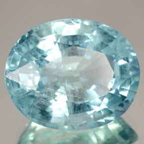 12.27캐럿 천연 라이트 블루 아쿠아마린, 타원형 컷, 16.4×13.4 mm, SI