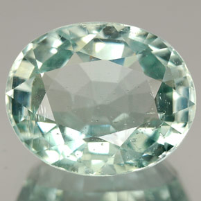7.26캐럿 천연 라이트 그린 블루 아쿠아마린, 타원형 컷, 13.5×10.9 mm, SI