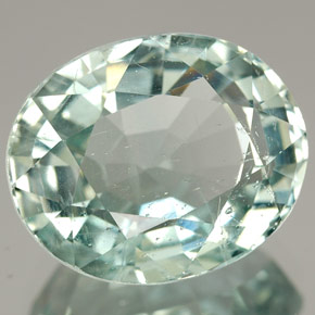 7.26캐럿 천연 라이트 그린 블루 아쿠아마린, 타원형 컷, 13.5×10.9 mm, SI