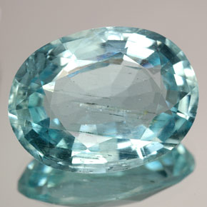 15.48캐럿 천연 라이트 그린 블루 아쿠아마린, 타원형 컷, 19.7×14.8 mm, SI