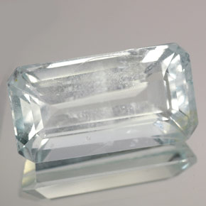 12.22캐럿 천연 라이트 그린 블루 아쿠아마린, 에메랄드 컷, 19.3×10.4 mm, VS-SI