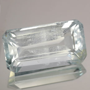 12.22캐럿 천연 라이트 그린 블루 아쿠아마린, 에메랄드 컷, 19.3×10.4 mm, VS-SI