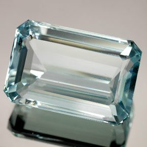 19.12캐럿 천연 라이트 블루 아쿠아마린, 에메랄드 컷, 19.3×12.9 mm, VS