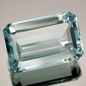 19.12캐럿 천연 라이트 블루 아쿠아마린, 에메랄드 컷, 19.3×12.9 mm, VS