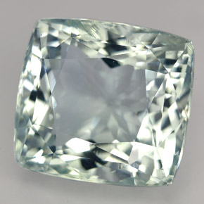 18.18캐럿 천연 라이트 블루 그린 아쿠아마린, 쿠션 컷, 15.9×14.8 mm, IF