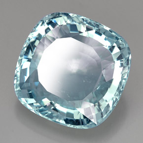 49.00캐럿 천연 라이트 블루 아쿠아마린, 쿠션 컷, 24.2×23.9 mm, VS