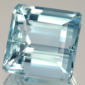 15.86캐럿 천연 라이트 블루 아쿠아마린, 에메랄드 컷, 15.1×15 mm, IF