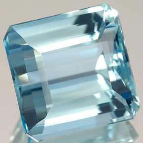 10.58캐럿 천연 라이트 블루 아쿠아마린, 에메랄드 컷, 13.2×13.1 mm, IF