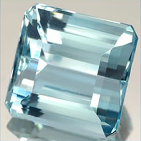 10.58캐럿 천연 라이트 블루 아쿠아마린, 에메랄드 컷, 13.2×13.1 mm, IF