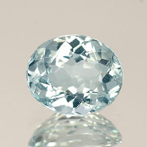 0.76캐럿 천연 라이트 블루 아쿠아마린, 타원형 컷, 6.7×5.6 mm, VS