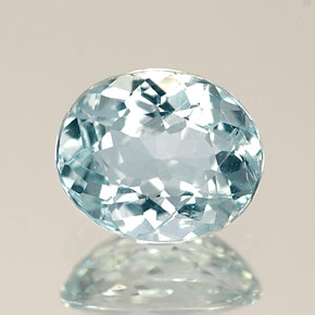 0.76캐럿 천연 라이트 블루 아쿠아마린, 타원형 컷, 6.7×5.6 mm, VS