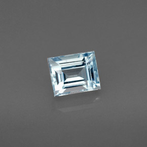 0.86캐럿 천연 라이트 블루 아쿠아마린, 바게트, 5.9×4.9 mm, VS