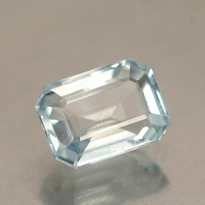 0.94캐럿 천연 라이트 블루 아쿠아마린, 에메랄드 컷, 7.1×5.1 mm, VS