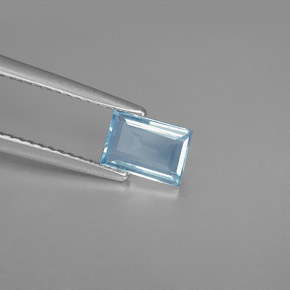 0.63캐럿 천연 라이트 블루 아쿠아마린, 바게트, 6.7×4.7 mm, VS
