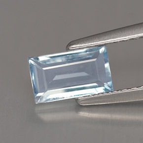 0.63캐럿 천연 라이트 블루 아쿠아마린, 바게트, 7×4.1 mm, VS