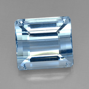 20.71캐럿 천연 라이트 블루 아쿠아마린, 에메랄드 컷, 16×14.5 mm, VVS