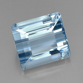 20.71캐럿 천연 라이트 블루 아쿠아마린, 에메랄드 컷, 16×14.5 mm, VVS