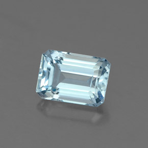 0.96캐럿 천연 라이트 블루 아쿠아마린, 에메랄드 컷, 7×4.9 mm, VVS