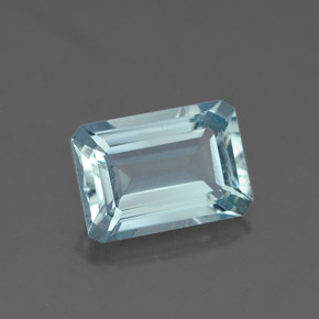 1.51캐럿 천연 라이트 블루 아쿠아마린, 에메랄드 컷, 8.7×6.1 mm, VVS