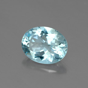 1.68캐럿 천연 라이트 블루 아쿠아마린, 타원형 컷, 9.1×7.1 mm, VVS