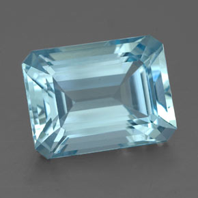 4.00캐럿 천연 라이트 블루 아쿠아마린, 에메랄드 컷, 11.2×8.4 mm, VVS