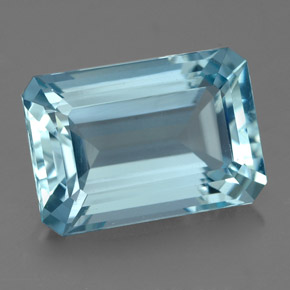 4.50캐럿 천연 라이트 블루 아쿠아마린, 에메랄드 컷, 12.3×8.5 mm, VVS