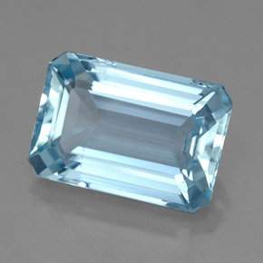 4.25캐럿 천연 라이트 블루 아쿠아마린, 에메랄드 컷, 12.2×8.3 mm, VVS-VS
