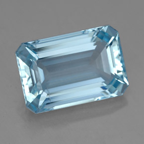 4.25캐럿 천연 라이트 블루 아쿠아마린, 에메랄드 컷, 12.2×8.3 mm, VVS-VS