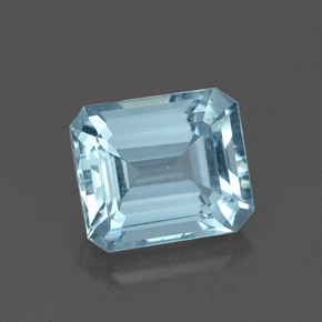 1.64캐럿 천연 라이트 블루 아쿠아마린, 에메랄드 컷, 7.7×6.7 mm, VVS