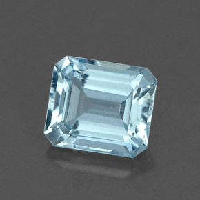 1.64캐럿 천연 라이트 블루 아쿠아마린, 에메랄드 컷, 7.7×6.7 mm, VVS