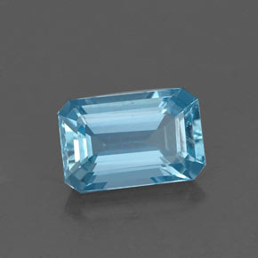 1.17캐럿 천연 라이트 블루 아쿠아마린, 에메랄드 컷, 8×5.3 mm, VVS