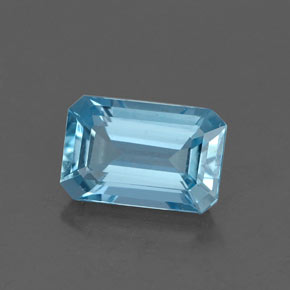 1.17캐럿 천연 라이트 블루 아쿠아마린, 에메랄드 컷, 8×5.3 mm, VVS