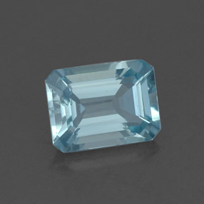 1.26캐럿 천연 라이트 블루 아쿠아마린, 에메랄드 컷, 7.8×5.9 mm, VS